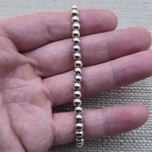 7 Inch Sterling Silver Bright Orbs Unisex Bracelet A5830 - Picture 2 of 5